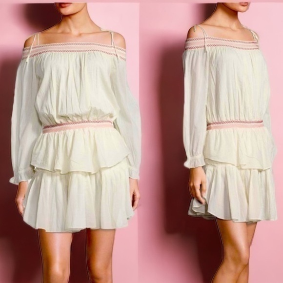 LoveshackFancy Smocked Ruffle Mini pink embroidery NWT RARE - Picture 1 of 7